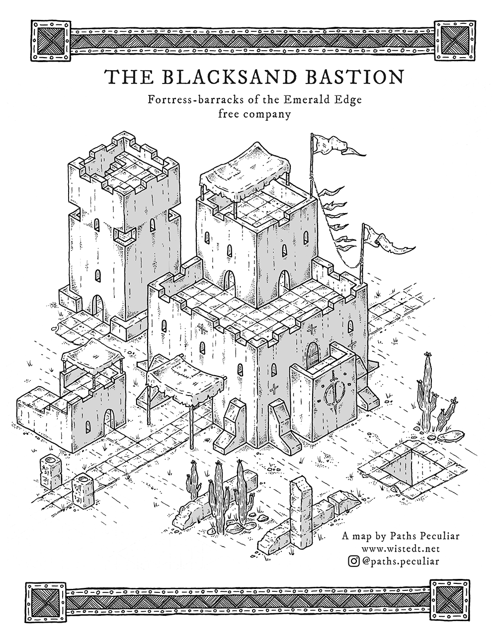 The Blacksand Bastion - desert stronghold - Paths Peculiar